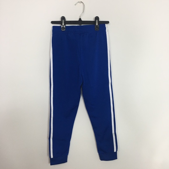 Girls blue adidas track pants with white stripes - Picture 2 of 3